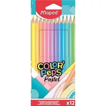 Színes ceruza készlet, háromszögletű, MAPED "Color`Peps Pastel", 12 különböző pasztell szín