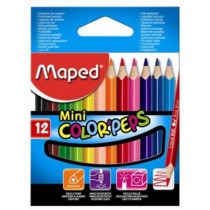 Színes ceruza készlet, háromszögletű, MAPED "Color`Peps Star Mini", 12 különböző szín