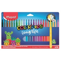 Filctoll készlet, 3,7 mm, kimosható, MAPED „Color`Peps Long Life 2”, 24 különböző szín