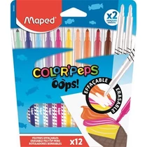 Filctoll készlet, 3,6 mm, törölhető, MAPED "Color`Peps Oops!", 10+2 különböző szín