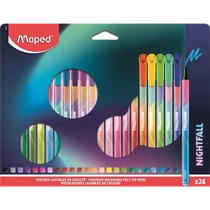 Filctoll készlet, 2,5 mm, kimosható, MAPED "Nightfall", 24 különböző szín