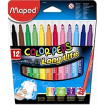 Filctoll készlet, 1-3,6 mm, kimosható, MAPED "Color`Peps Long Life", 12 különböző szín