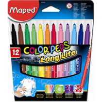 Filctoll készlet, 1-3,6 mm, kimosható, MAPED "Color`Peps", 12 különböző szín