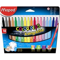 Filctoll készlet, mosható, MAPED "Color`Peps Long Life", 18 különböző szín