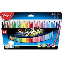 Filctoll készlet, mosható, MAPED "Color`Peps Long Life", 24 különböző szín