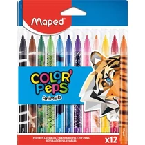 Filctoll készlet, 2,8 mm, kimosható, MAPED "Color`Peps Animals", 12 különböző szín