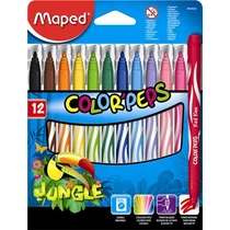 Filctoll készlet, 2,8 mm, kimosható, MAPED "Color`Peps Jungle", 12 különböző szín