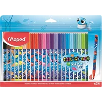 Filctoll készlet, 2 mm, kimosható, MAPED "Color`Peps Ocean Life", 24 különböző szín