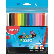 Filctoll készlet, 2 mm, kimosható, MAPED "Color`Peps Ocean", 12 különböző szín