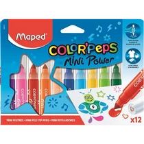 Filctoll készlet, 6,5 mm, kimosható, MAPED "Color`Peps Mini Power", 12 különböző szín