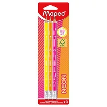"Grafitceruza radírral, HB, háromszögletű, MAPED ""Black`Peps Neon"", vegyes színek"