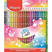 Színes ceruza készlet, háromszögletű, MAPED "Mini Cute", 24 különböző szín