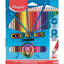 Színes ceruza készlet, háromszögletű, MAPED "Color`Peps Strong", 24 különböző szín
