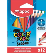 Színes ceruza készlet, háromszögletű, MAPED "Mini Color`Peps Strong", 12 különböző szín