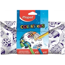 Tolltartó, textil, színezhető, tépőzáras, MAPED "Color`Peps", színezőtermékekkel