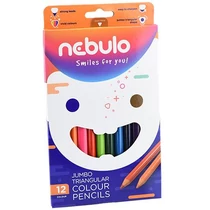 Színes ceruza készlet, jumbo háromszögletű, 12 színes, Nebulo (12)
