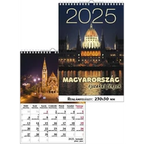 Falinaptár 23x33 cm spirálozott T-Calendar "Magyarország" Éjszakai fények 2025