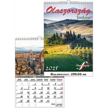 Falinaptár 23x33 cm spirálozott T-Calendar "Olaszország" Toszkána 2025