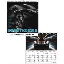 Falinaptár 33x33 cm spirálozott T-Calendar "Sportkocsik" 2025