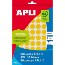 Etikett APLI 10 mm kör kézzel írható színes sárga 1008db/cs