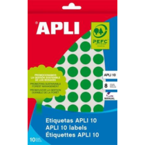 Etikett APLI 10 mm kör kézzel írható színes zöld 1008db/cs