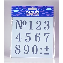 Számok, nagy, műanyag sablon lap, 14,5x14,5 cm, Nebulo Creative Dekor (12)