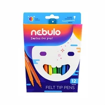 Filctoll készlet, 12 színes, vízbázisú, Nebulo (24)