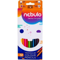 Színes ceruza készlet, háromszög, 12 színes, Nebulo