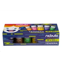 Tempera készlet, tégelyes, 25 ml-es, 12 színes, Nebulo (12)