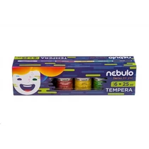 Tempera készlet, tégelyes, 25 ml-es, 6 színes, Nebulo (12)