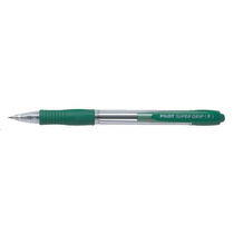 Golyóstoll, 0,27 mm, nyomógombos, PILOT "Super Grip", zöld