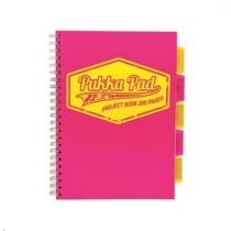 Spirálfüzet, A4, kockás, 100 lap, PUKKA PAD "Neon project book", rózsaszín
