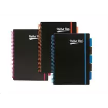 Spirálfüzet, A4, vonalas, 100 lap, PUKKA PAD, "Neon black project book"