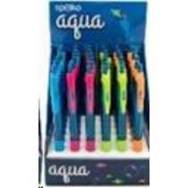 Golyóstoll S0116 AQUA, neon vegyes, kék íráskép, displayben, vegyes színű tolltest