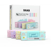 Radír, papírtokos, kínálóban, vegyes minták, Cuki, Silka (20)