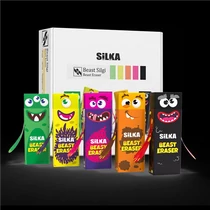 Radír, papírtokos, kínálóban, vegyes minták, Rémek, Silka (20)