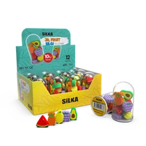 Radír, dizájn mintával, mini, színes kínálóban, 10 db vegyesen, állatok, Silka (12)