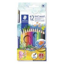 Akvarell ceruza készlet, ecsettel, STAEDTLER "Noris aquarell 144 10", 12 különböző szín