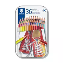 Színes ceruza készlet, hatszögletű, fém dobozban, STAEDTLER "175", 36 különböző szín