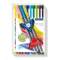 Tűfilc készlet, 0,3 mm, STAEDTLER "Triplus 334", 10+3 különböző szín