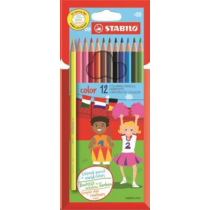 Színes ceruza készlet, hatszögletű, STABILO "Color", 12 különböző szín