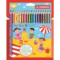 Színes ceruza készlet, háromszögletű, vastag, STABILO "Trio thick", 18 különböző szín