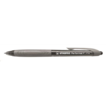 Golyóstoll, 0,35 mm, nyomógombos, szürke tolltest, STABILO "Performer+", fekete