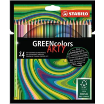Színes ceruza készlet, hatszögletű, STABILO "GreenColors ARTY", 24 különböző szín