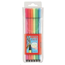 Filctoll készlet, 1 mm, STABILO "Pen 68", 6 neon szín