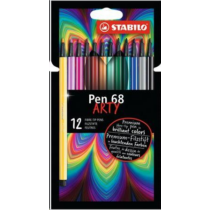 Rostirón készlet, 1 mm, STABILO "Pen 68 ARTY", 12 különböző szín