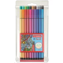 Filctoll készlet, 1 mm, STABILO "Pen 68", 20 különböző szín