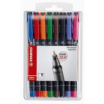 Alkoholos marker készlet, 0,4 mm, STABILO "OHPen S", 8 különböző szín