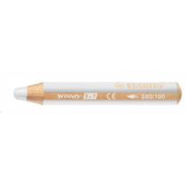 Színes ceruza, kerek, vastag, STABILO "Woody 3 in 1", fehér