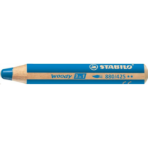 Színes ceruza, kerek, vastag, STABILO "Woody 3 in 1", kék